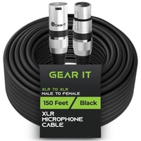 Cables Xlr Gearit Para Micrófono Macho A Hembra, 3 Pines, 150 Pies, Color Negro