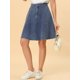 thumbnail image 5 of INSPIRE CHIC Falda de Mujer Regreso a Clases Cintura Alta Línea A Acampanada Casual Falda de Mezclilla Azul Claro 2XL, 5 of 7