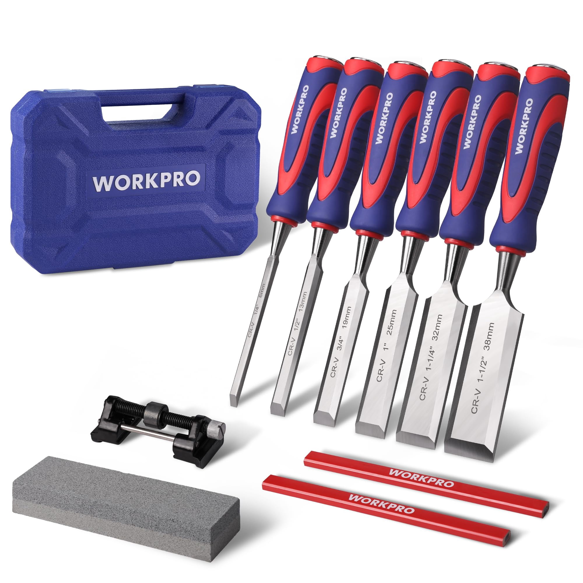 Juego De Cinceles Para Madera Workpro De 10 Piezas Para Carpintería Con Accesorios