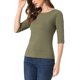 thumbnail image 4 of INSPIRE CHIC Camisetas de Mujer Mangas al Codo Cuello Barco Ajuste Ceñido Casual Camisetas Verde Oliva M, 4 of 6
