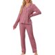 thumbnail image 2 of INSPIRE CHIC Conjunto de Pijama de Manga Larga para Mujer con Botones, Ropa de Dormir con Ribete en Contraste y Pantalones de Cintura Elástica L Rosa, 2 of 6