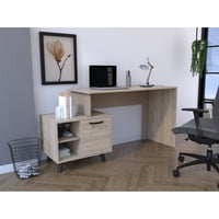 Tuhome - Escritorio Archivador 1 Puerta Leira 75,6X151,5X50,0 Cm Ceniza Y Taupe