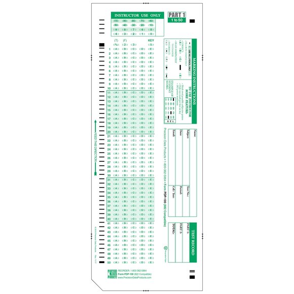 Formularios de prueba Precision Data Products PDP-100 (paquete de 50)
