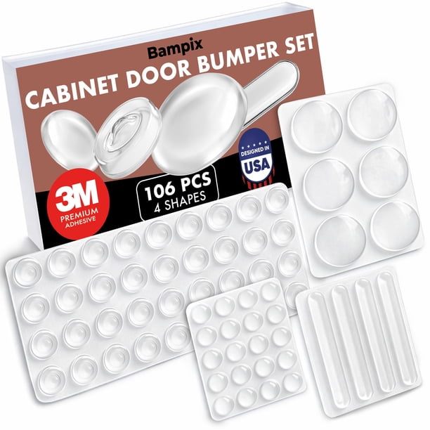 Protectores de puertas de gabinete Bampix - Pack de 106 piezas autoadhesivas de silicona transparente