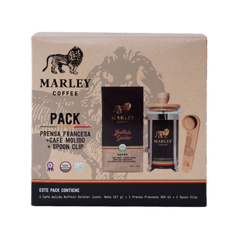 Marley Coffee - Pack Café Molido + Prensa Francesa + Cuchara Medidora