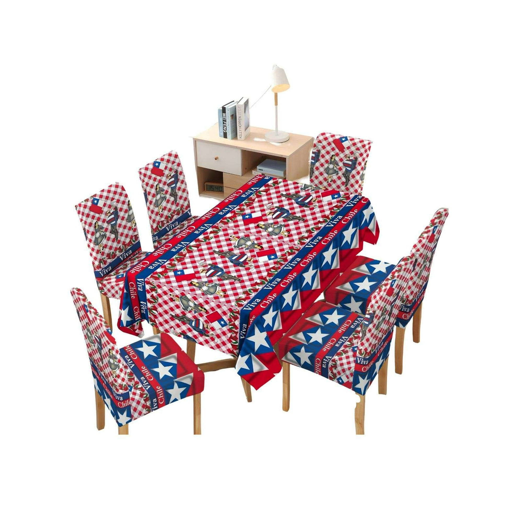 Tengfei - Mantel Fiestas Patrias Con 6 Fundas De Sillas