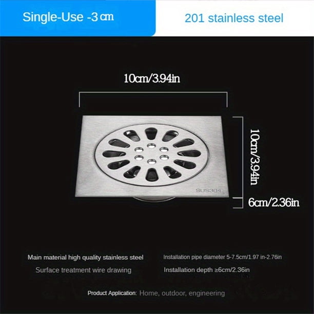 1pc Stainless Steel Floor Drain, Deodorant Bathroom Shower Hair Catcher, Practical Shower Drain Hair Catcher For Kitchen Bathroom