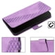 thumbnail image 4 of Funda tipo cartera para Samsung Galaxy A16 4G/5G con tarjetero, bolsillo para billetes, soporte, cierre magnético y correa para la muñeca, funda tipo folio con textura geométrica morado, 4 of 5