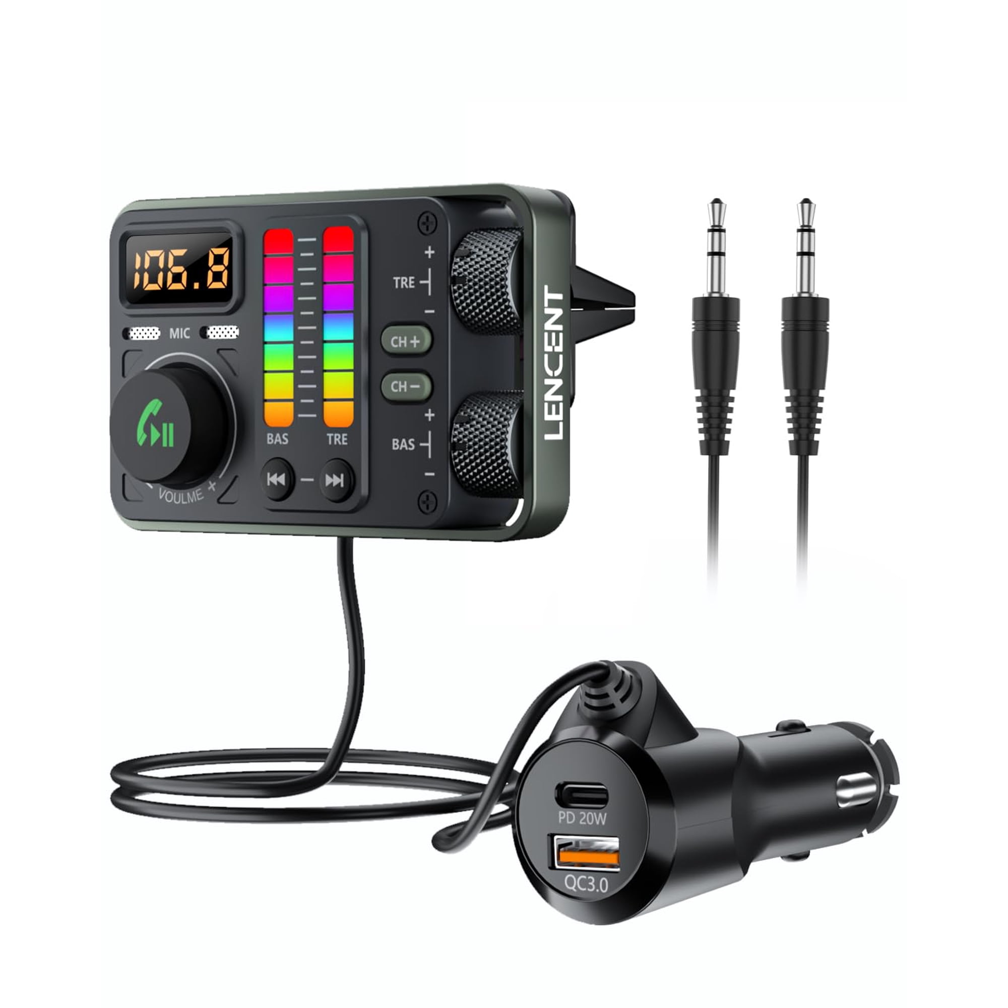 Adaptador Bluetooth Para Coche Transmisor Fm Bluetooth 5.3 Lencent