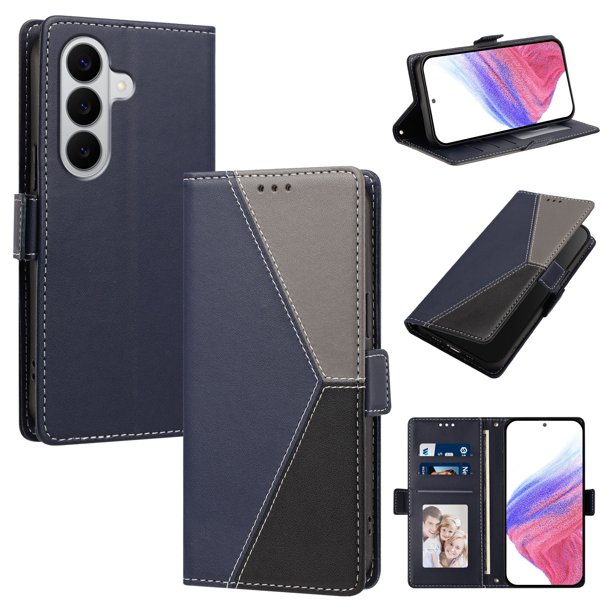 Funda Tipo Libro para Samsung Galaxy A18 con Ranuras, Azul Oscuro