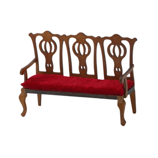 Silla De Madera Decorativa Para Casa De Muñecas A Escala 1:12 Para Niños Pequeños De 3 Años O Más, Niñas Y Niños, Silla De Tres Plazas.