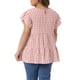thumbnail image 3 of Agnes Orinda Blusa de Mujer Talla Grande Estilo Años 50 Cuello Redondo Mangas Cortas Acampanadas Blusa de Verano Babydoll Talla 2X Rosa, 3 of 6