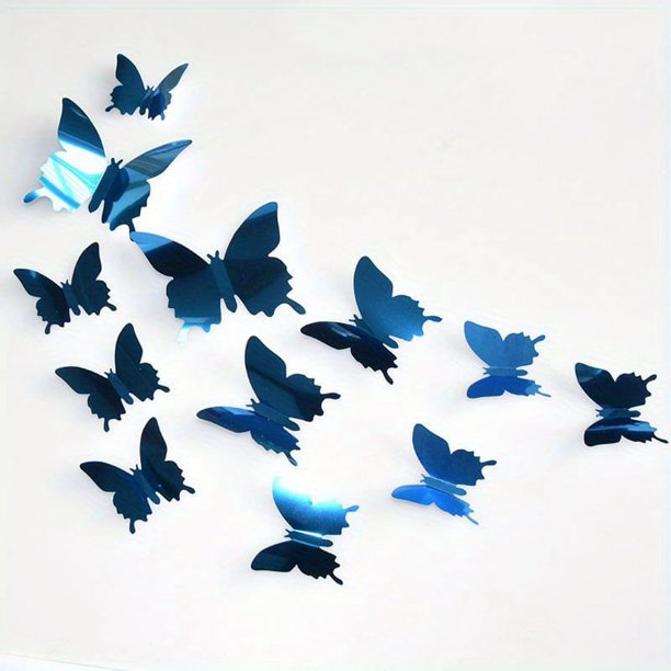 12pcs 3D Mirror Butterfly Wall Stickers Butterfly Wall Stickers Removable DIY Wall Painting Party Wedding Decoration Home Decor