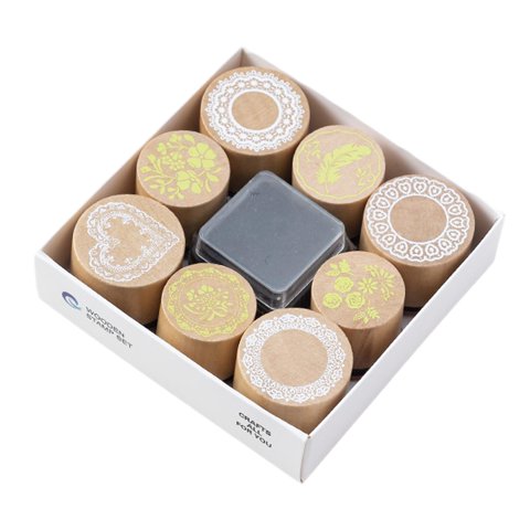 Magideal - Juego De Sellos De Madera, Fabricación De Tarjetas, Sello De Símbolo, Sellos De Madera Portátiles, Herramientas De Bricolaje Para Niños Para Manualida Cordón