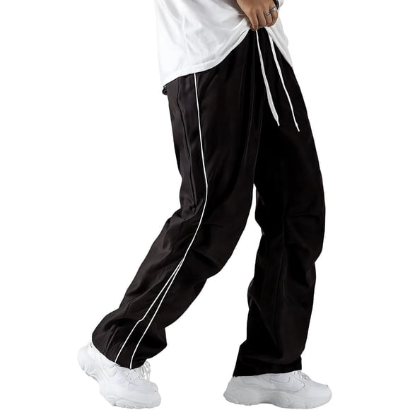 JMIERR Mens Baggy Parachute Pants Knee Pleat Wide Leg