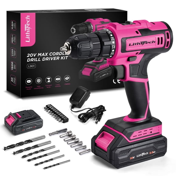 Taladro Inalámbrico 20v 2ah Mandril Sin Llave De 3 8 Color Rosa