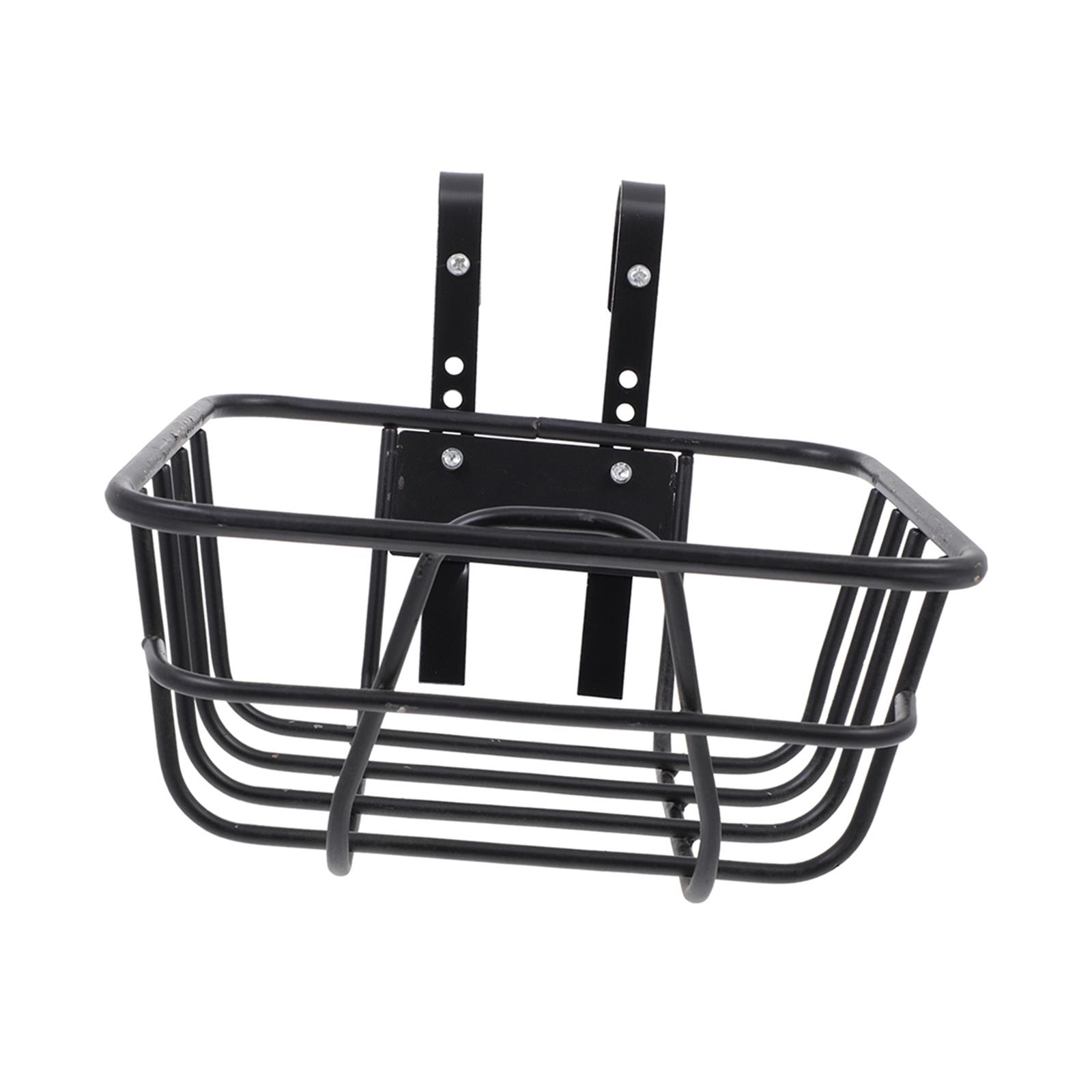 Magideal - Cesta Para Bicicleta Fabricada En Alambre Metálico, Con Gancho, Genérica Para Bicicletas De Montaña, Negra, Sin Tapa, Marco Reforzado, 25 X 25 X 12 Cm