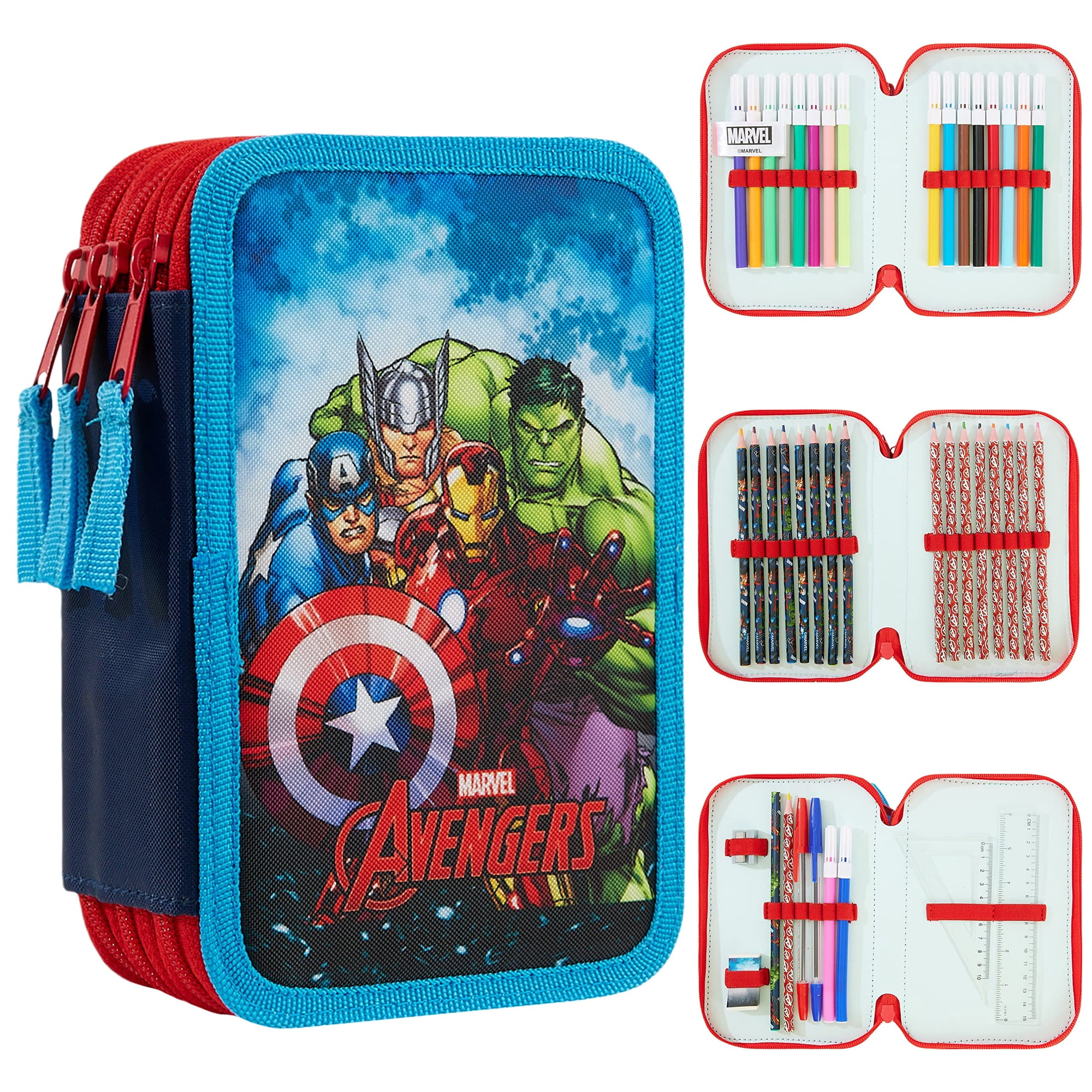 Marvel - Estuche Grande Para Lápices Avengers Con Set De Papelería