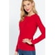 thumbnail image 2 of Saronite Camiseta Térmica de Manga Larga con Cuello Henley de Algodón Acanalado Básico, Roja (para Mujer), 2 of 4