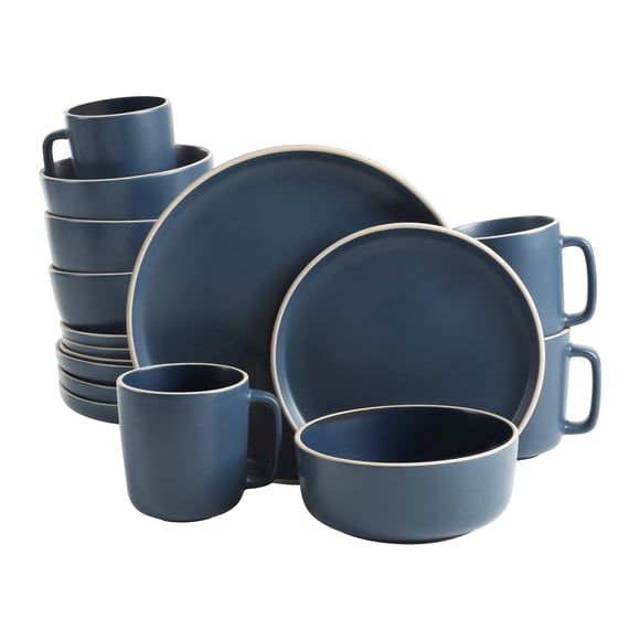 Juego de vajilla de cocina Gibson Home Zuma, 16 piezas, azul cobalto