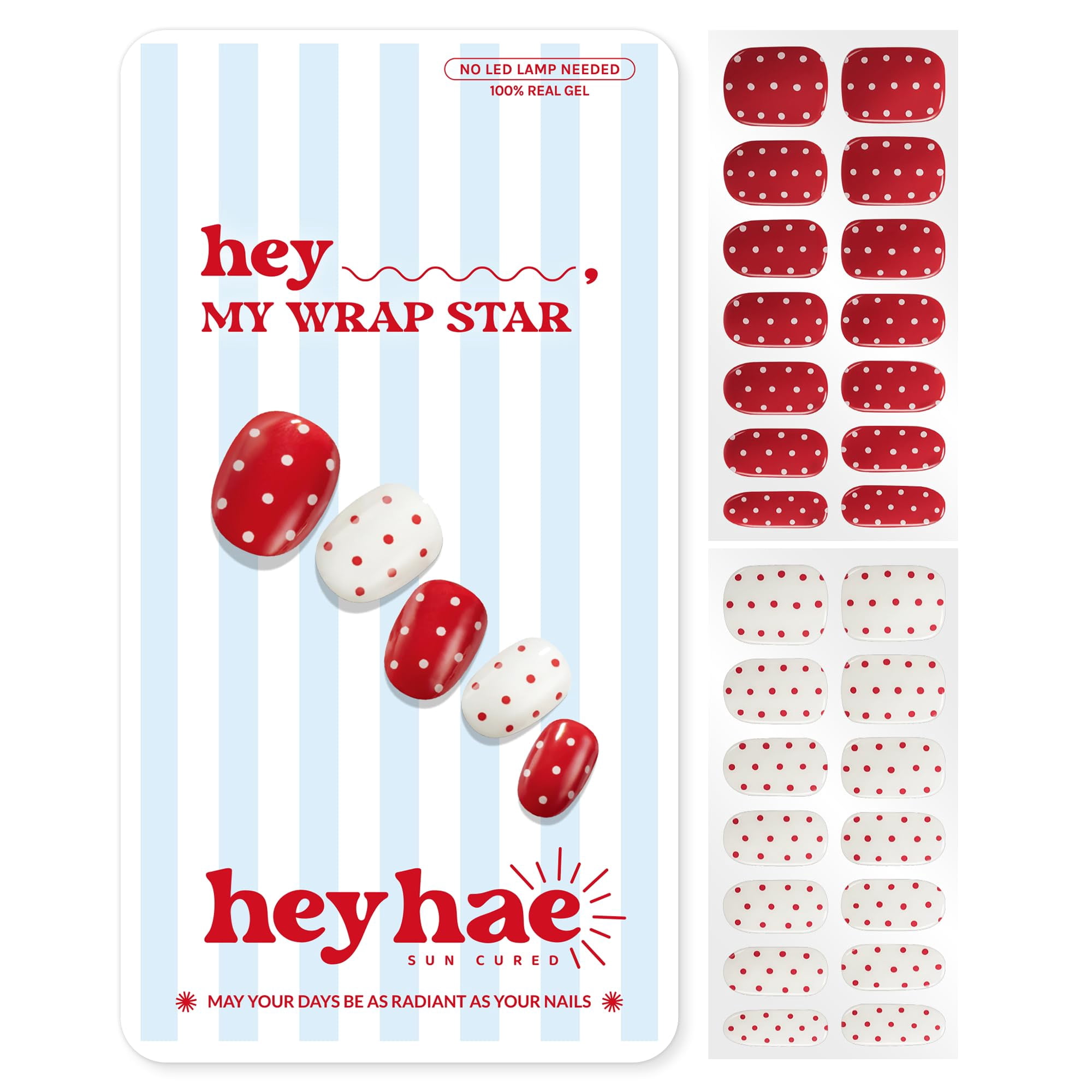 Tiras De Gel Semicuradas Para Uñas Heyhae | No Se Necesita Lámpara Led | Invierno, Rojas, Lunares |