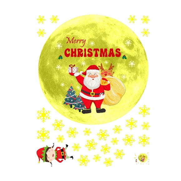 Calcomanías De Pared De Navidad De Dibujos Animados Que Brillan En Los Murales Oscuros Para Ventana Se Aferra A Casa