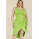 thumbnail image 1 of Vestido Midi de Talla Grande con Lazo Lateral y Parte Delantera Cruzada de Color Liso, 1 of 5