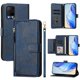 thumbnail image 2 of Funda tipo cartera para BLU View 5 Pro con bolsillo con cremallera, tarjetero, soporte, correa para la muñeca y tapa de cuero azul, 2 of 5