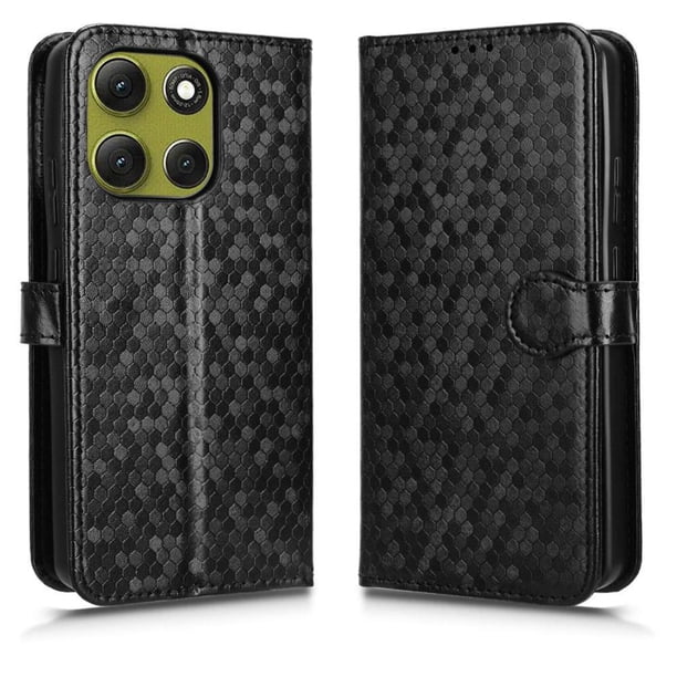 Funda Cartera Lunares Motorola Edge G86 Power 5G con Tarjetero, Correa y Soporte Negro