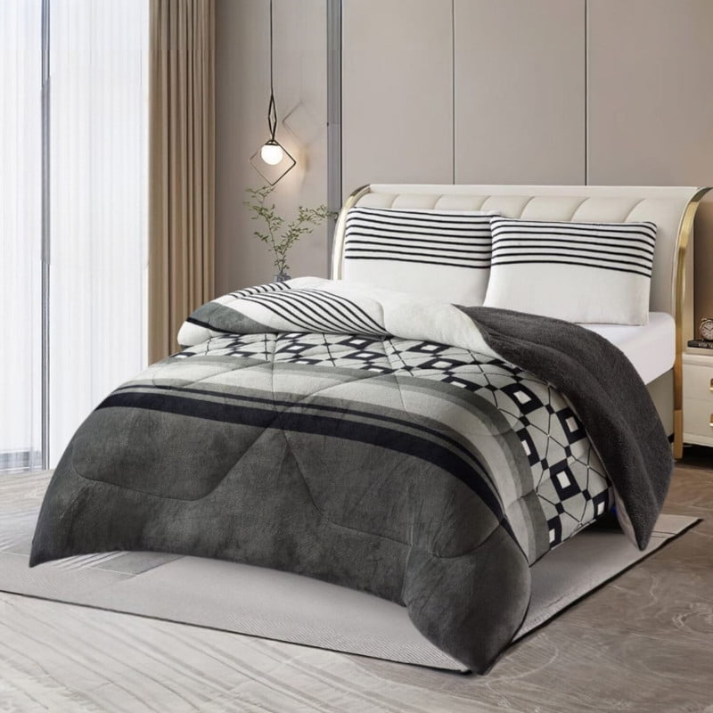 Genérico - Plumon De Invierno Plush Liso Con Chiporro De 2 Plazas + 2 Fundas Para Almohada Cipi2p-27