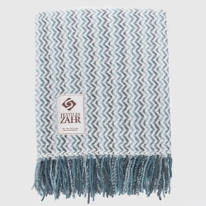 Zahr - Manta Tipo Chalón De Lana Azul