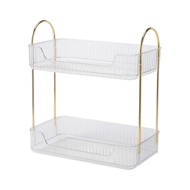Cocina Debajo Del Fregadero Estante De Pie Organizador De Mostrador De Tocador Estante Para Lápiz Labial 2 Niveles Transparente