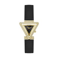 Reloj Guess Para Mujer, Correa Negra De 34 Mm, Esfera Negra Y Caja Dorada