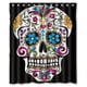 thumbnail image 1 of Cortina de ducha bohemia con diseño de calavera y ganchos, tamaño 60 x 72 pulgadas, 1 of 3