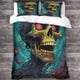 thumbnail image 3 of Funda nórdica con calavera gótica para niños, ropa de cama 3D, funda de edredón creativa con calavera para niñas, niños y adolescentes con almohada, 3 piezas, microfibra suave., 3 of 3