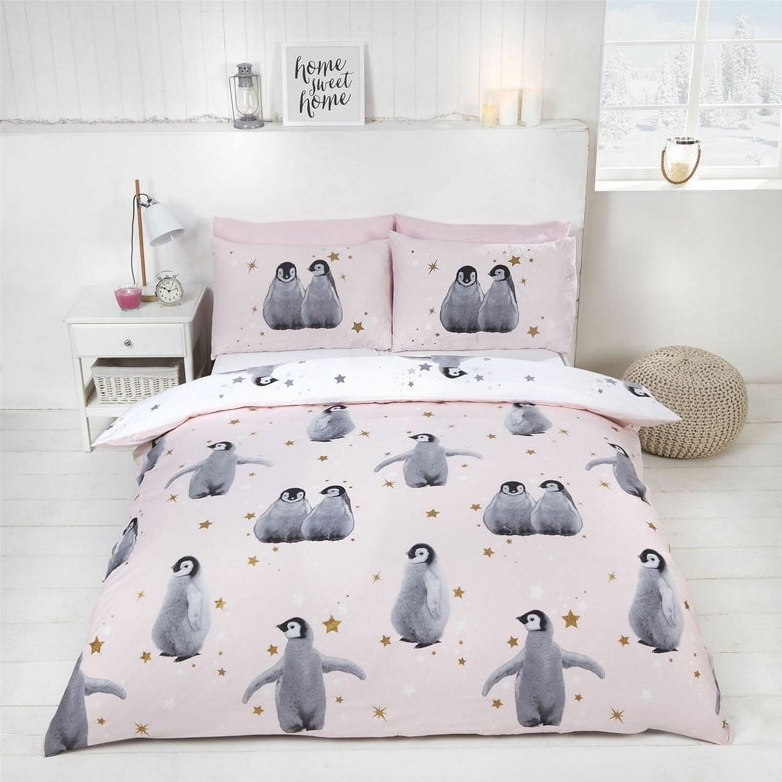 Milsleep - Star Penguins Pink Or Blue Kids Bedding Duvet / Comforter Cover Set Twin Full
