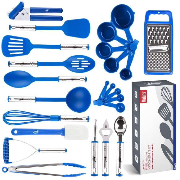 Juego de utensilios de cocina Kaluns, 24 piezas, nailon y acero inoxidable