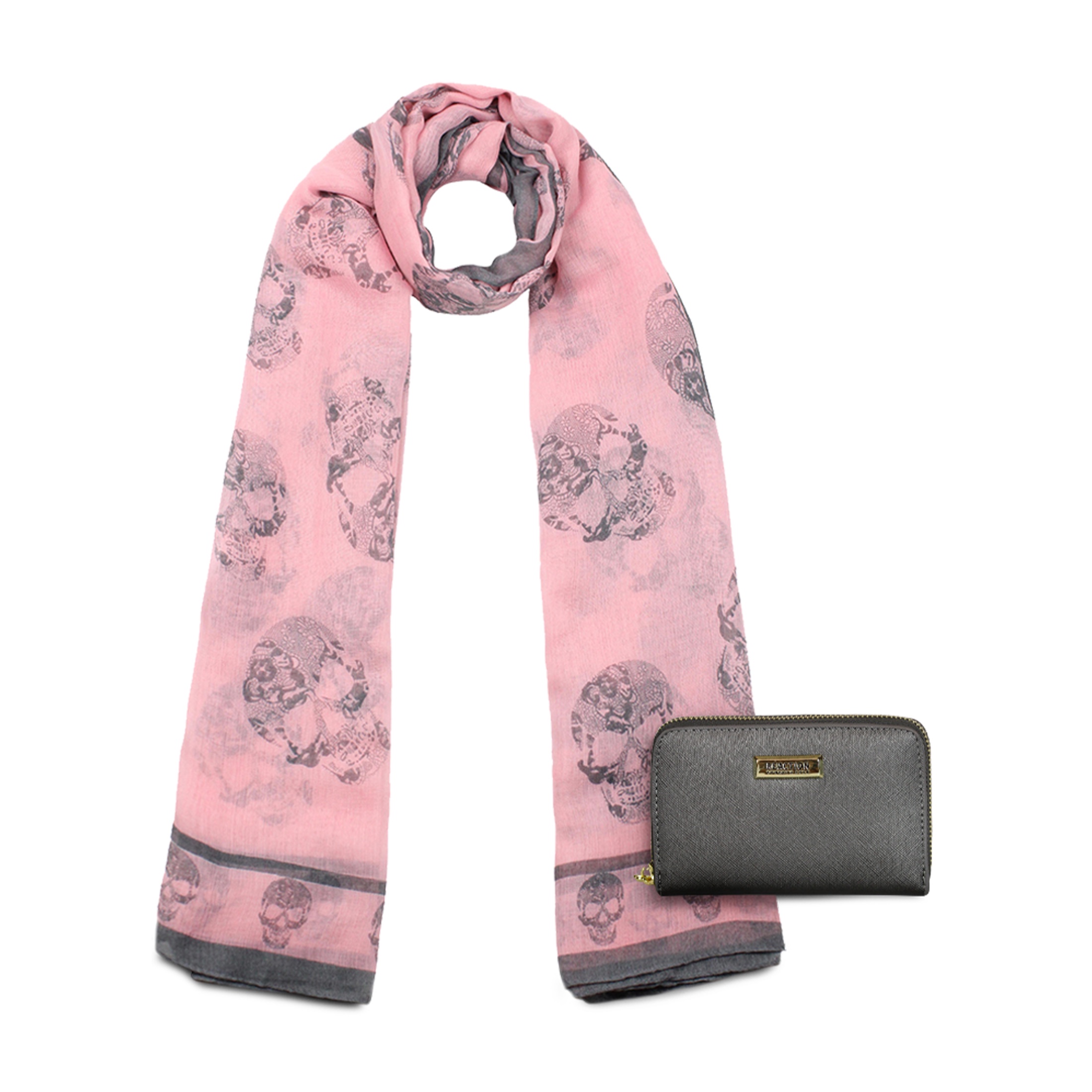 Kubayoff - Kenneth Cole - Pack Bufanda Oni Rosa + Billetera Trifold Gris