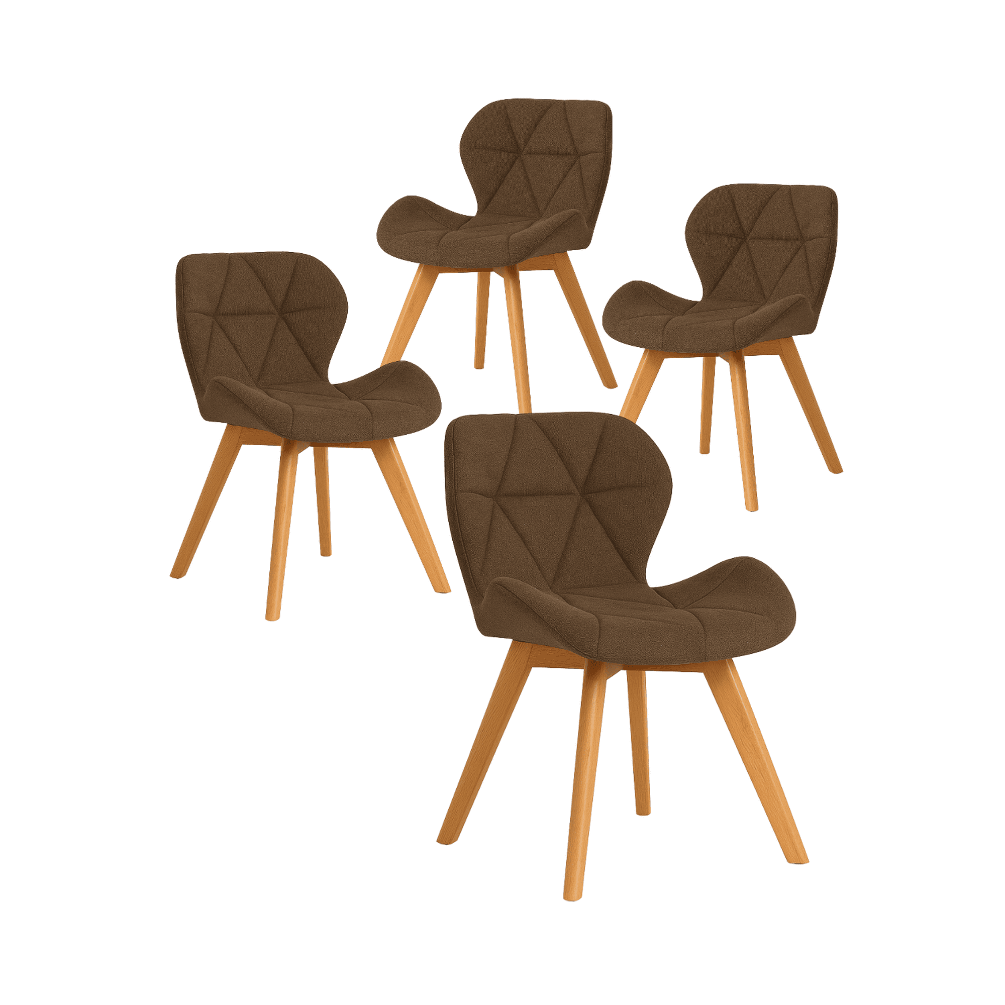 Habita2 Chile - Pack 4 Sillas Para Comedor Aviador Radar Tapiz Lino Base Madera - Café