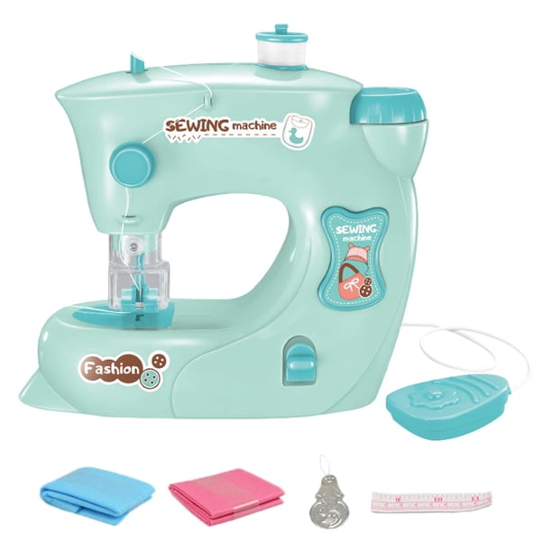 Mini de coser para niños, juguetes de desarrollo, electrodomésticos, educativos, interesantes, bricolaje eléctrico, para juegos de simulación, azul