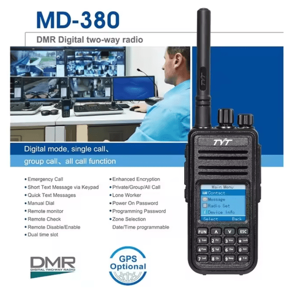 TYT MD-UV380 Transceptor Digital DMR Banda Dupla 144/430MHz 5W, Walkie Talkie para Profissionais