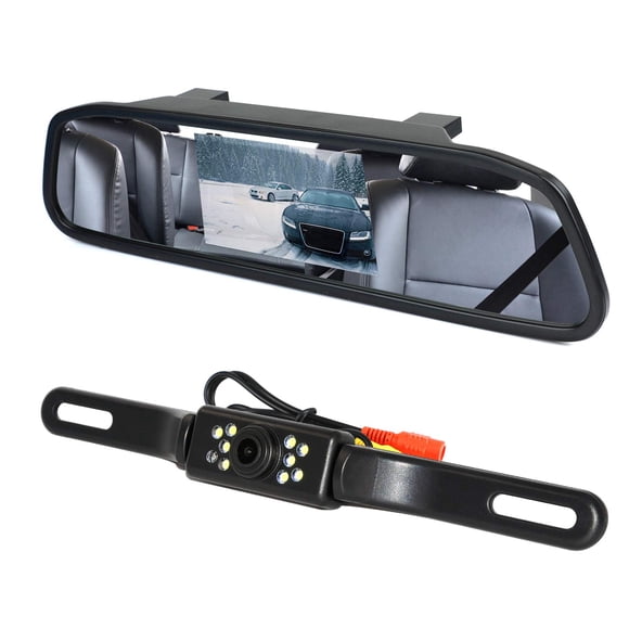 Kit de cámara de respaldo y monitor Peojek 4.3 para retrovisor de coche