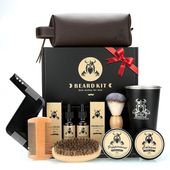 Kit Barba 10 Pzs Aceite Bálsamo Jabón Cepillo