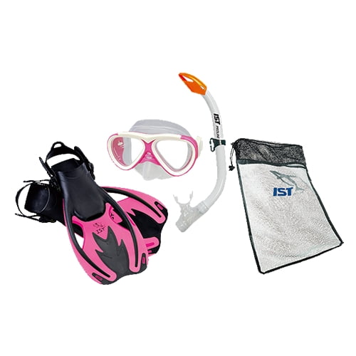 Ist - Set Mascara De Buceo Snorkel Aletas Niños Talla Unica (l-xl) - Rosa