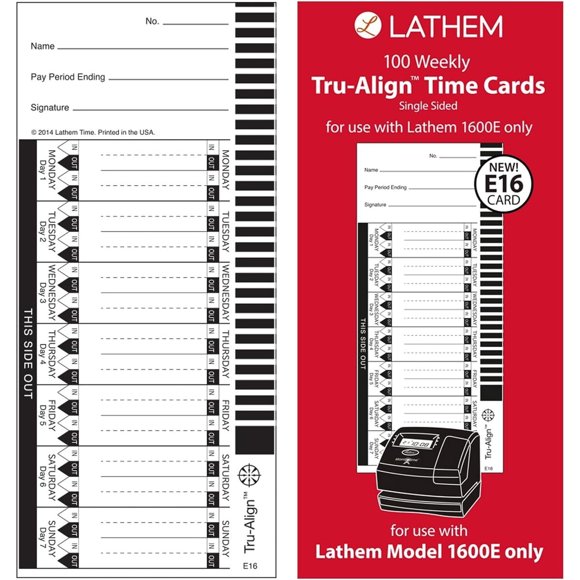 Tarjetas de tiempo Lathem TruAlign 1600E