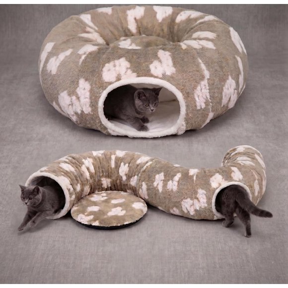Cama Túnel para Gatos Pesen con Cojín Suave, Ideal para Gatos y Gatitos de Interior