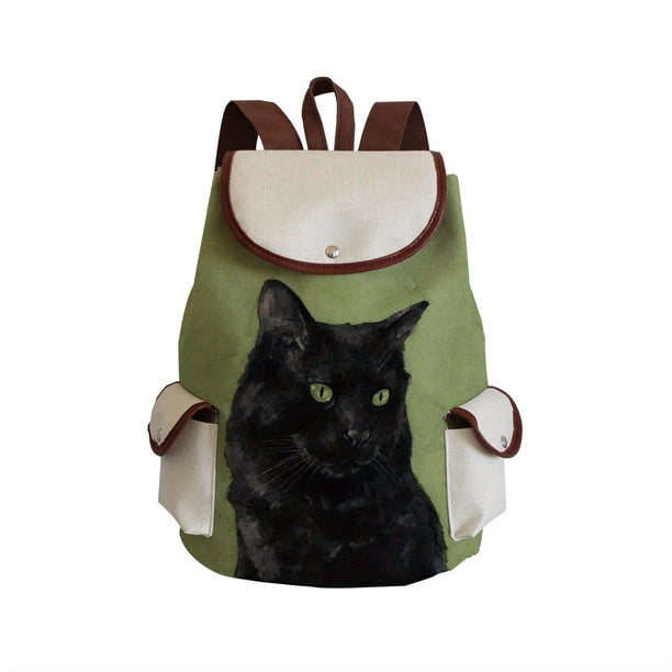 Trendy Kawaii Cat Pattern Backpack, All-Match Travel Storage Rucksack, Women's School Bag