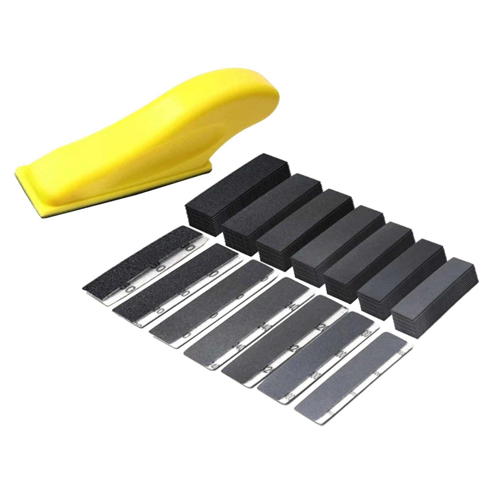 Magideal - Mini Lijadora Para Proyectos Pequeños, Herramientas De Lijado Con Mango De Microdetalles, 70 Hojas De Papel De Lija Para Manualidades, Pulido Y Lijado Negro