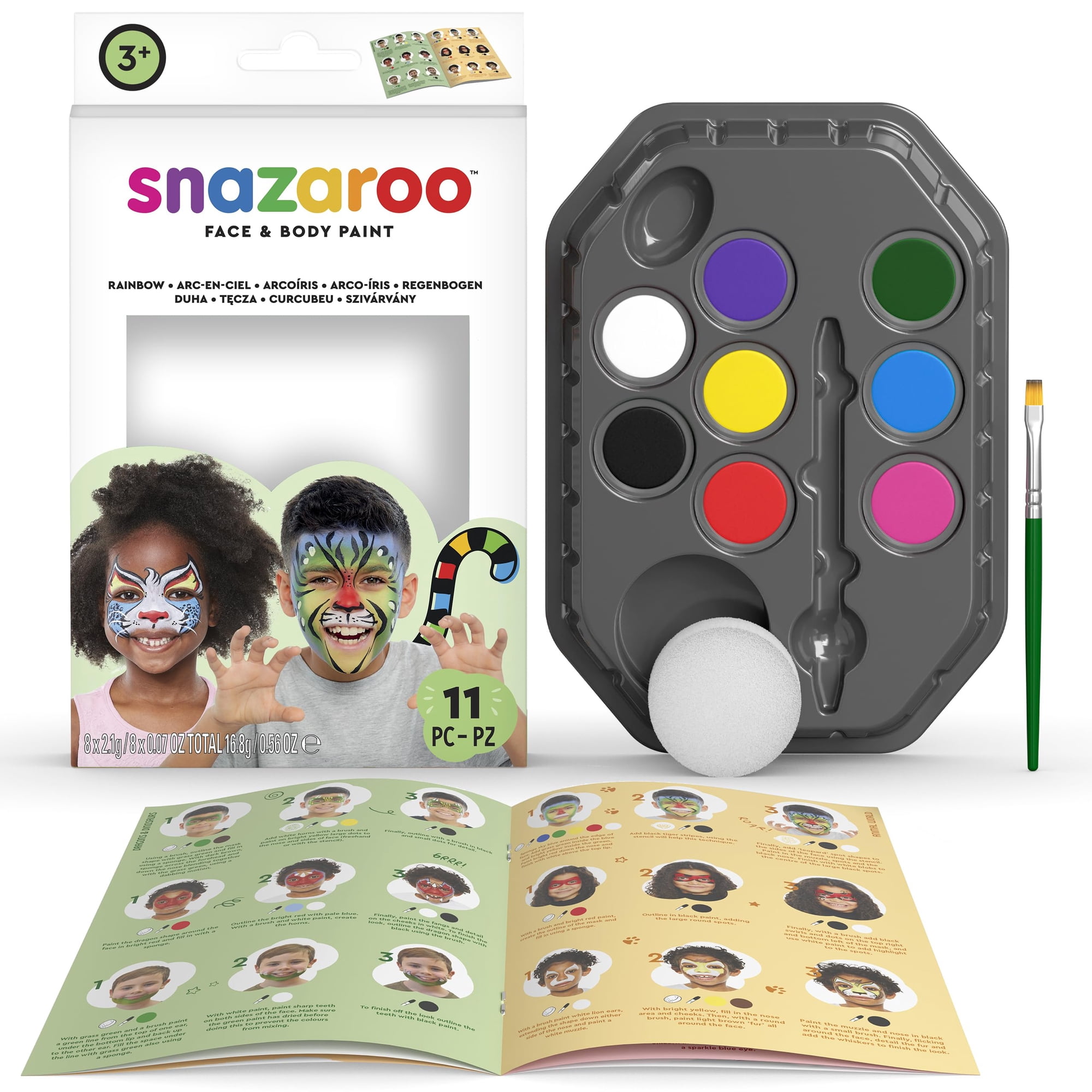 Set De Pintura Facial Snazaroo Rainbow 8 Colores Con Accesorios