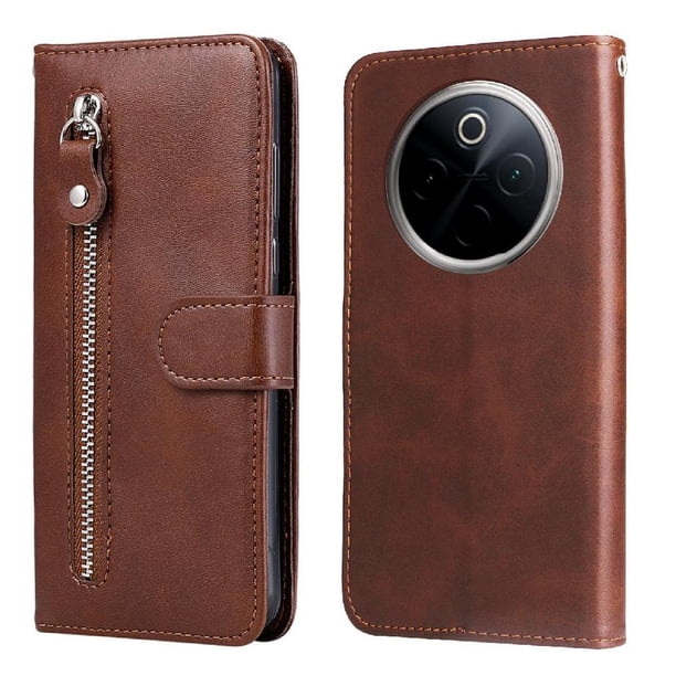 Funda con Cremallera para Google Pixel 9A, Carcasa Cartera de Cuero PU con Soporte y Tarjetero